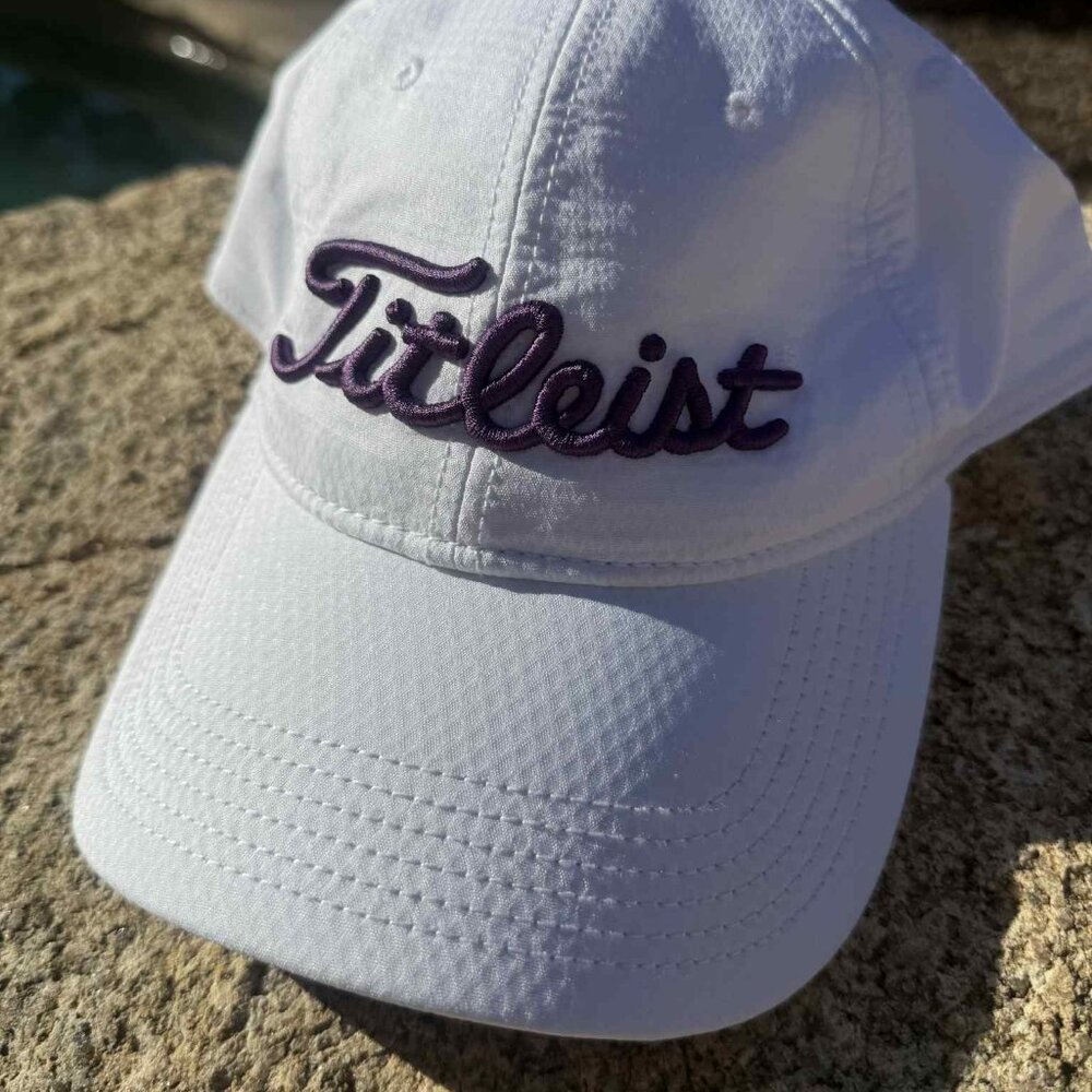 White & Purple Titleist Golf Hat NEVER WORN!